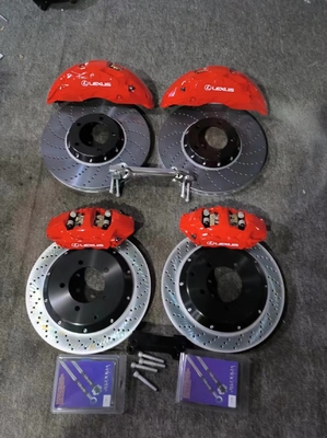 أطقم فرجار الفرامل أقراص 420 مللي متر باللون الأحمر مناسبة لتويوتا Lx570 Brembo GT4